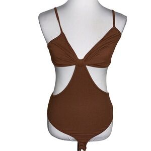 Chocolate Brown Bodysuit with Cutout Design